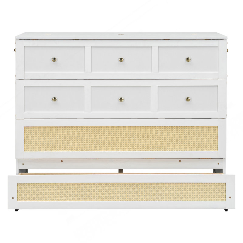 Lit escamotable double avec grands tiroirs, blanc, Blanc