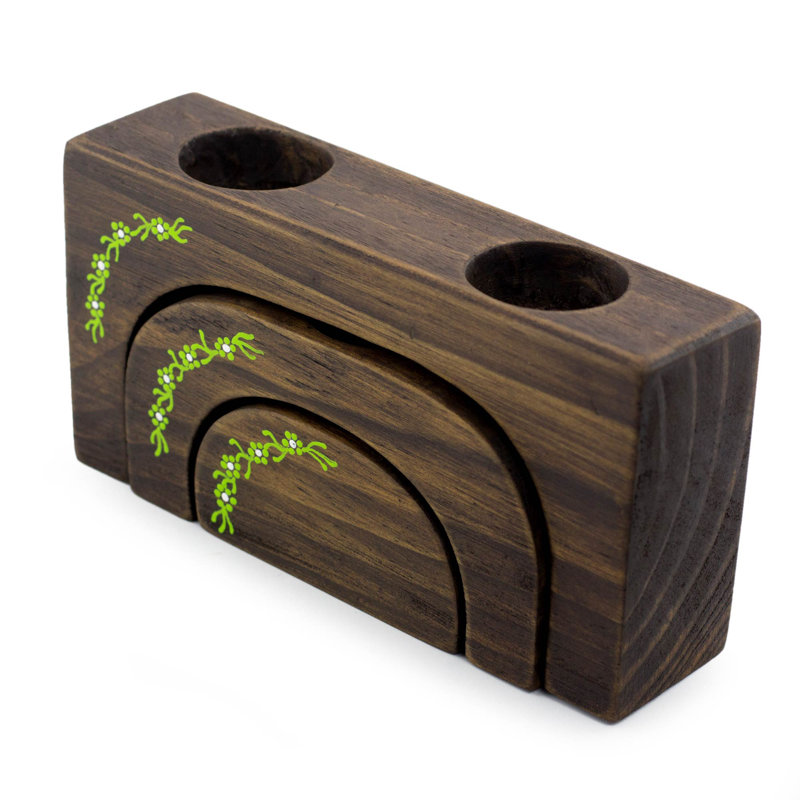 Ensemble de porte-photophore en bois 3 pièces pétales