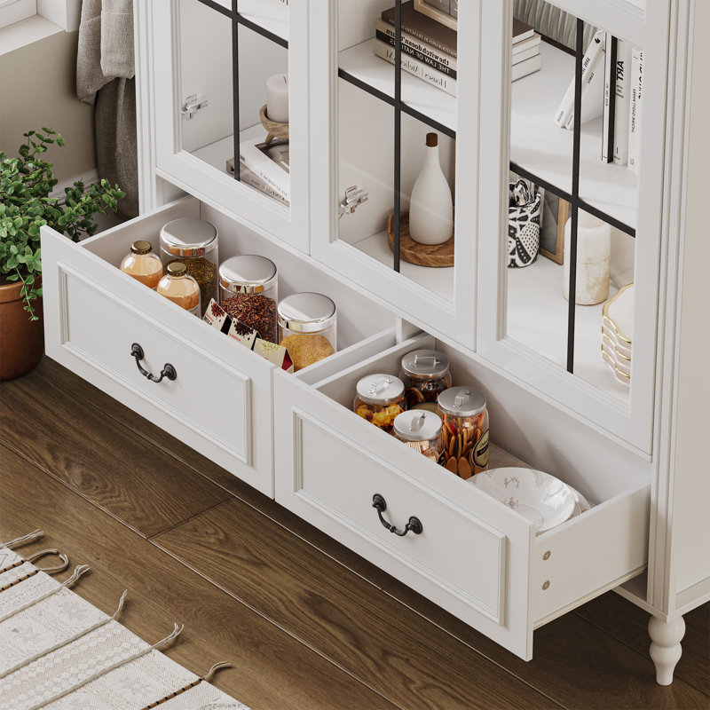 Armoire arquée avec portes en verre et tablettes réglables