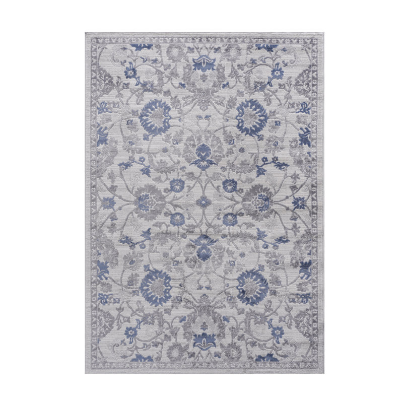 Tapis bleu Stain 8x10 - Ne perd pas ses poils, idéal pour le salon, l'entrée ou un bureau à domicile