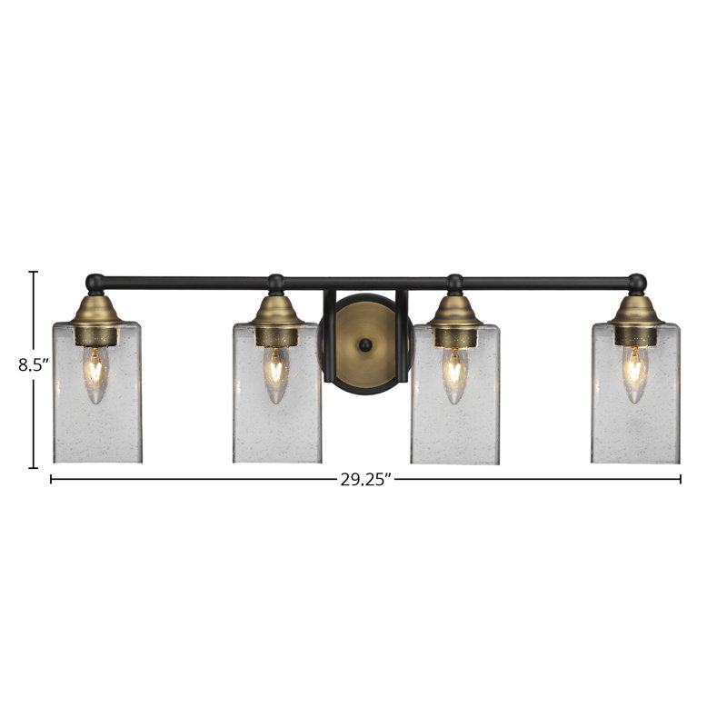 Michell 4-Light Bath Bar, Matte Black/Brushed Gold