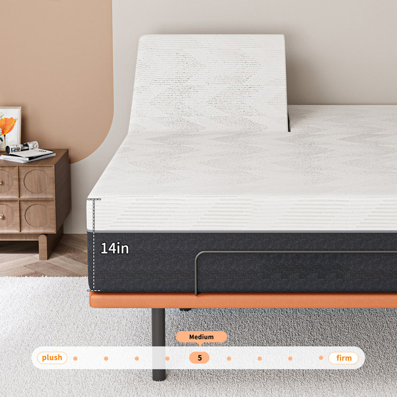 14" Split Top Queen Gel-Infused Memory Foam Mattress, Zoned Support Foam, Graphene Knit Cover