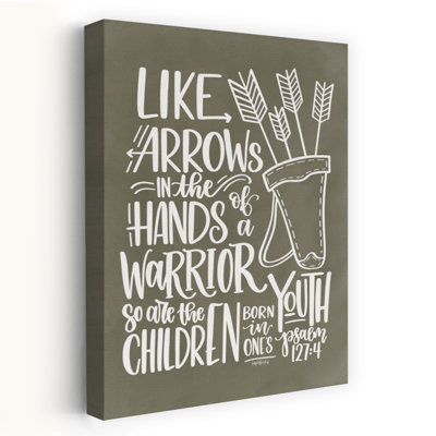Arrows - Modern Farmhouse Children Arrows Scripture Psalm 1274 Warrior Green Parenting Inspirational Religious Inspirational Art