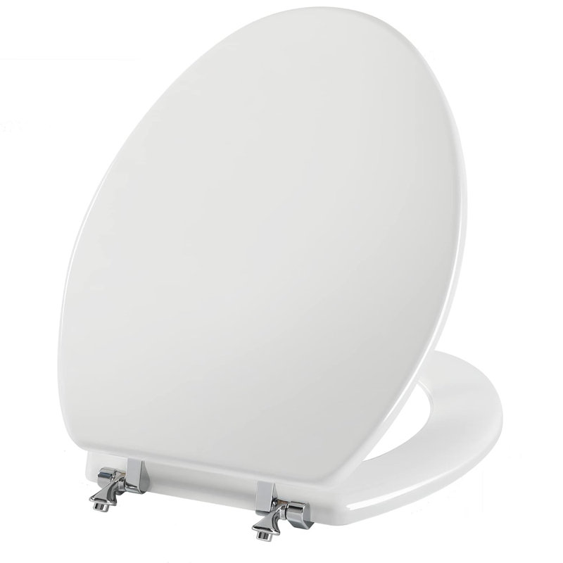 Elongated White Wood Toilet Seat - Durable & Easy Install, White