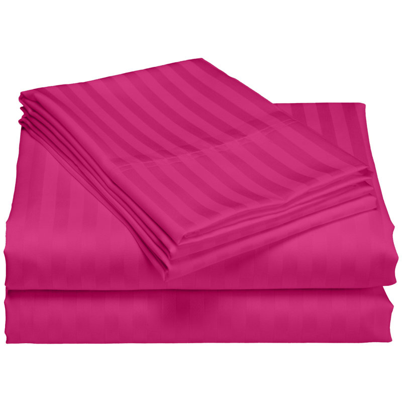 Sateen Striped Sheet Set, Aqua, Twin Sheet Set + 2 Pillow Cases Included