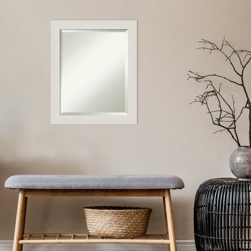 Miroir mural Akhia, 23 po x 19 po, Blanc crème vieilli