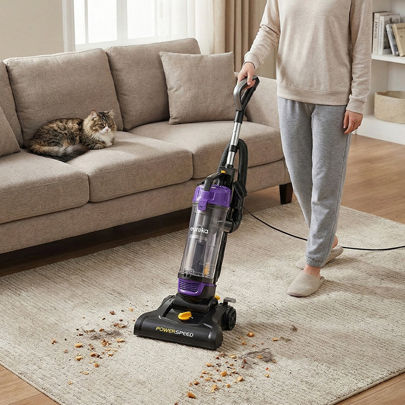 Comfee Bagless Upright Vacuum, Black/Purple
