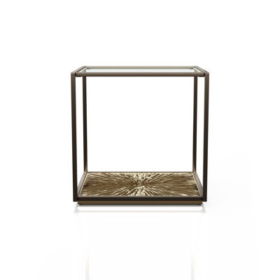 Table de bout moderne en métal avec base Sunburst Aureum