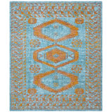 Tribal Elegance Orange/Rust/Grey Hand-Knotted Wool Area Rug