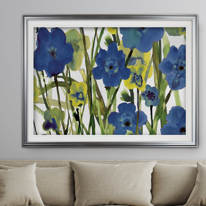 « prélèvement des fleurs », impression, Cadre argenté, H 31 po x l 43 po x P 1,5 po