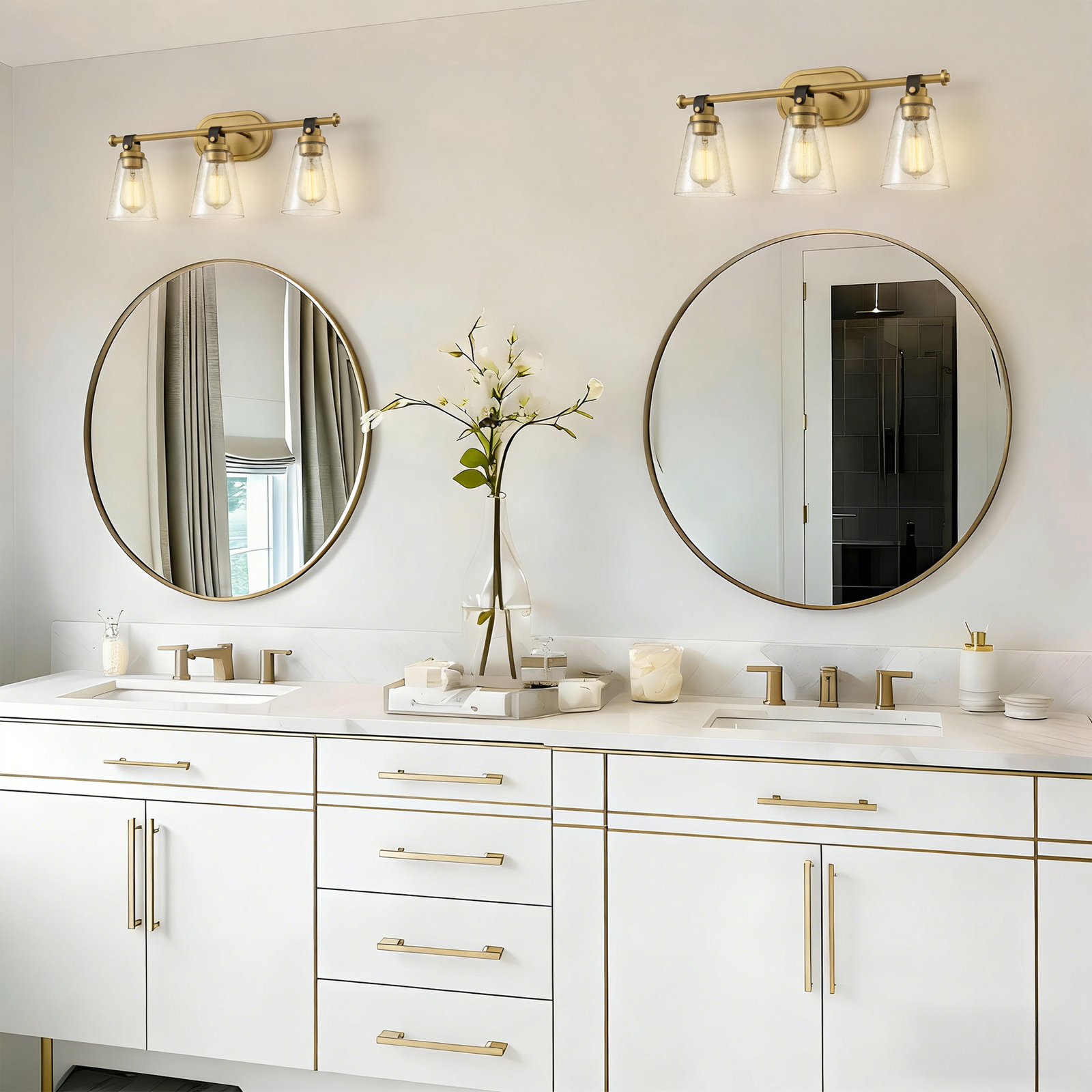 Alysa Vanity Light, Antique Brass, 3 Lights
