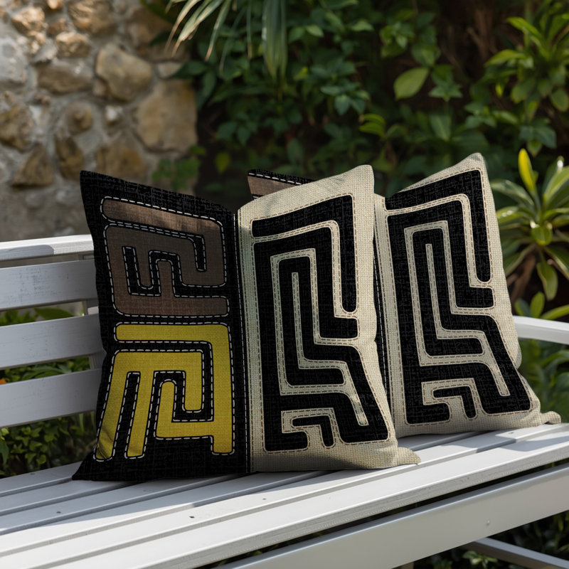 Tami Geometric and Abstract Throw Pillow, 20x14, Yellow