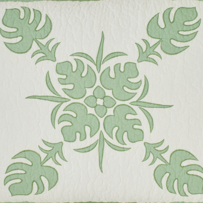 Molokai Green and Beige Cotton Embroidered Sham