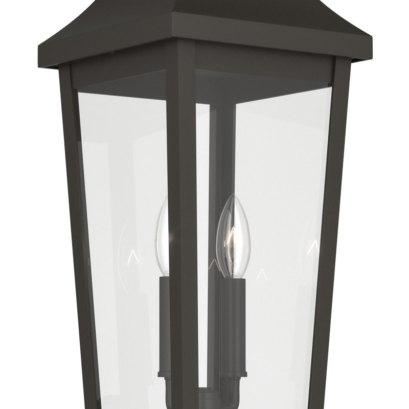 Lampadaire d'extérieur 2 lumières avec verre transparent de 25,25 po Cleary, Bronze vieilli
