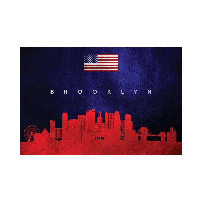 Brooklyn New York Skyline by Adrian Baldovino - Wrapped Canvas Print, 20.32 cm H x 30.48 cm W