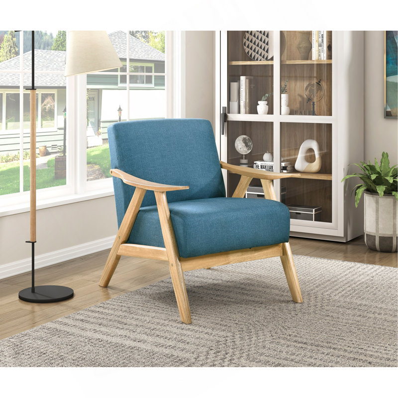 Chaise d'appoint rembourrée Modern Home Furniture avec dossier et siège rembourrés, structure en bois d'hévéa massif, finition naturelle