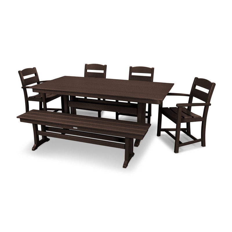 Classics 6-Piece Dining Set with Umbrella Hole, Mahogany