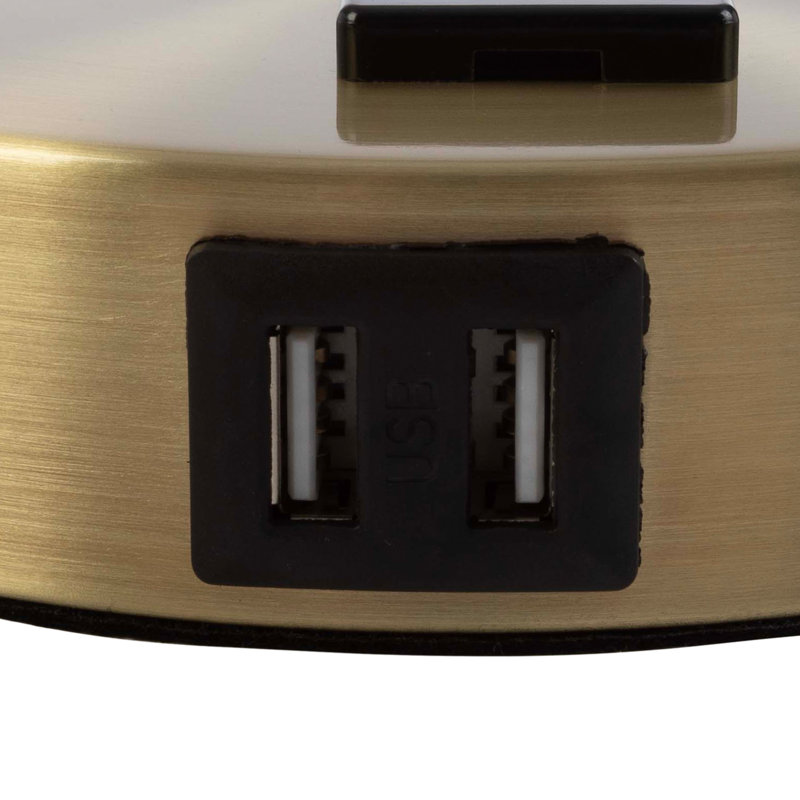 Minakumari Metal Desk Lamp - Industrial Table Lamp with USB Charge Ports with Touch Control, Gold
