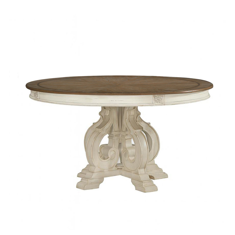 Table de salle à manger ronde à piédestal traditionnel