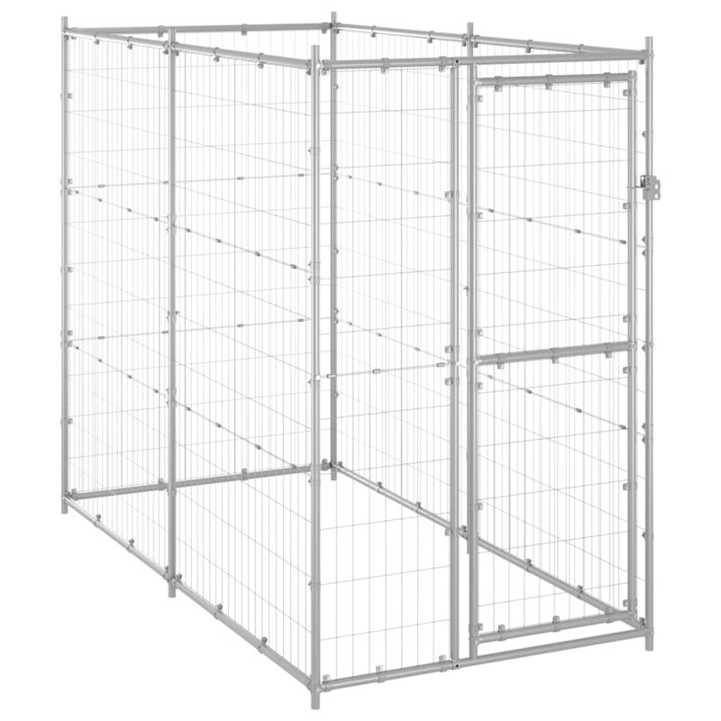 Chenil d'extérieur pour chien Vidaxl, H 70,9 po x L 43,3 po x l 86,6 po, Argent