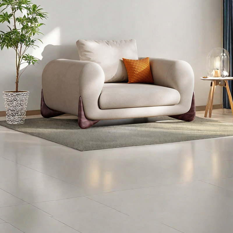 Fauteuil décontracté léger en coton et lin luxueux, Beige Linen Blend