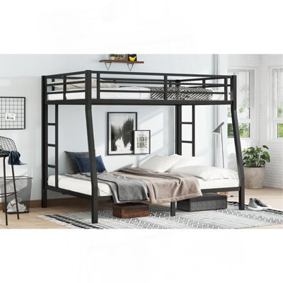 Lit superposé au-dessus de grand lit double en métal pour les adolescents et les adultes, peu encombrant / sans bruit de sommier