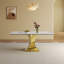 Ensemble de table de salle à manger moderne et durable avec base plaquée or et chaises en cuir pour la cuisine à domicile