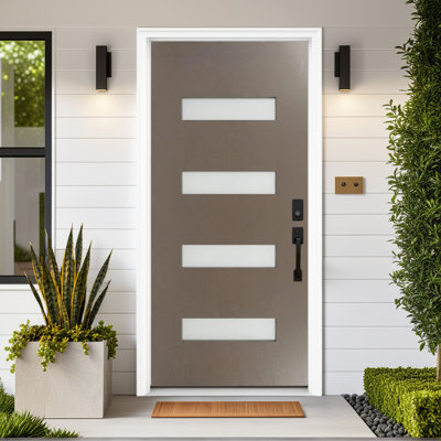 Dalle de porte extérieure en fibre de verre gris 36 po x 80 po - Ouverture à gauche