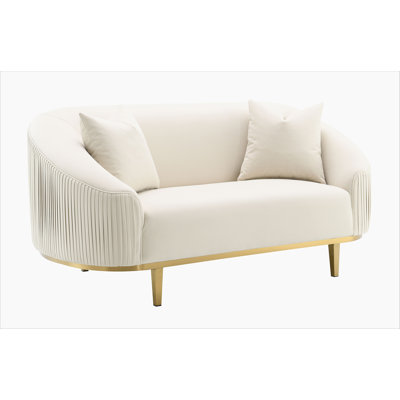 Martina Ivory Velvet Loveseat w/2 Pillows