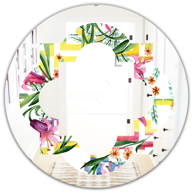 Miroir mural Quatrefoil, 31,5 po x 31,5 po, Quatrefoil floral Botanique