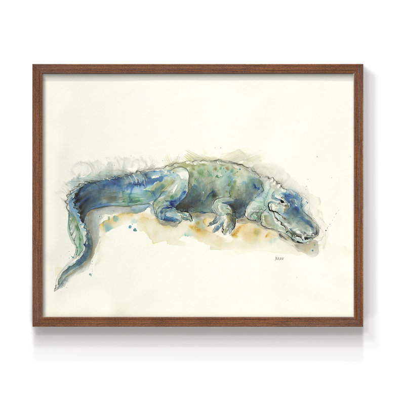 Alligator -Framed Print - Restickable, H 11 po x l 14 po, Walnut