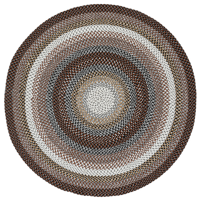 Braided Hand Woven Machine Washable Striped Outdoor Indoor/Outdoor Area Rug, Round 5'