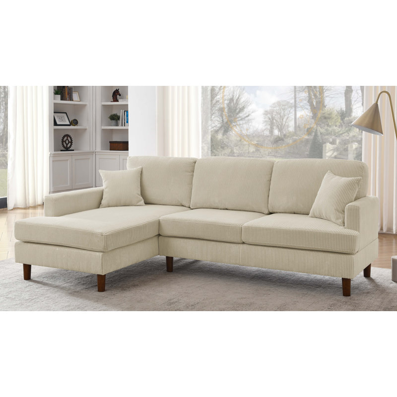 Avva Corduroy L-Shaped Sectional Left Hand Facing, Cream Corduroy