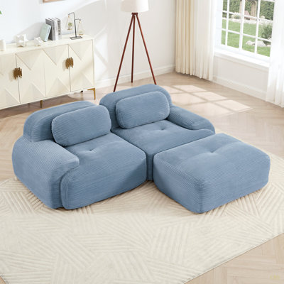 Canapé en forme de L de 82 po en velours côtelé doux de conception modulaire avec plusieurs combinaisons d'accoudoirs courbés sans assemblage requis Éponge à haute résilience convenant aux salons