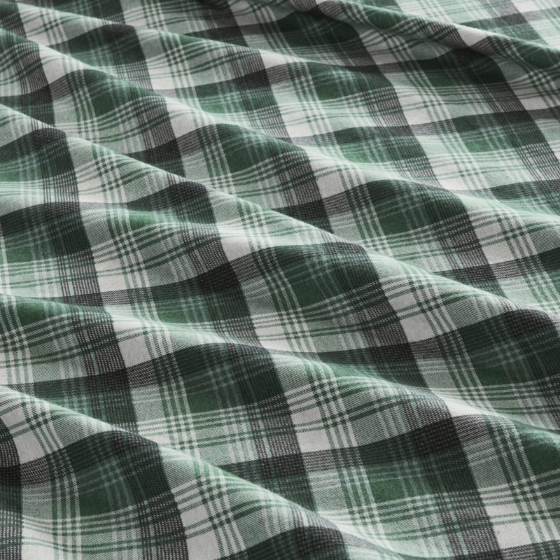 4 Pcs Twin Sheet Plaid 100% Cotton Flannel Brushed Both Sides For Softness And Sophistication Fitted Elasticized - With Flat Pillowcases Soft Supple Fully Machine Washable
