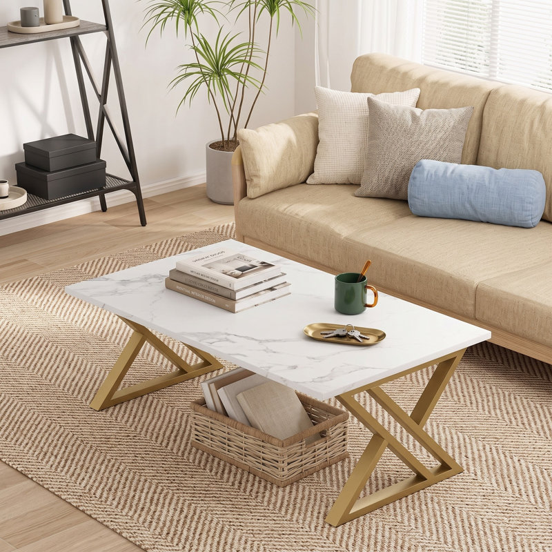 Top End Table, Gold/White
