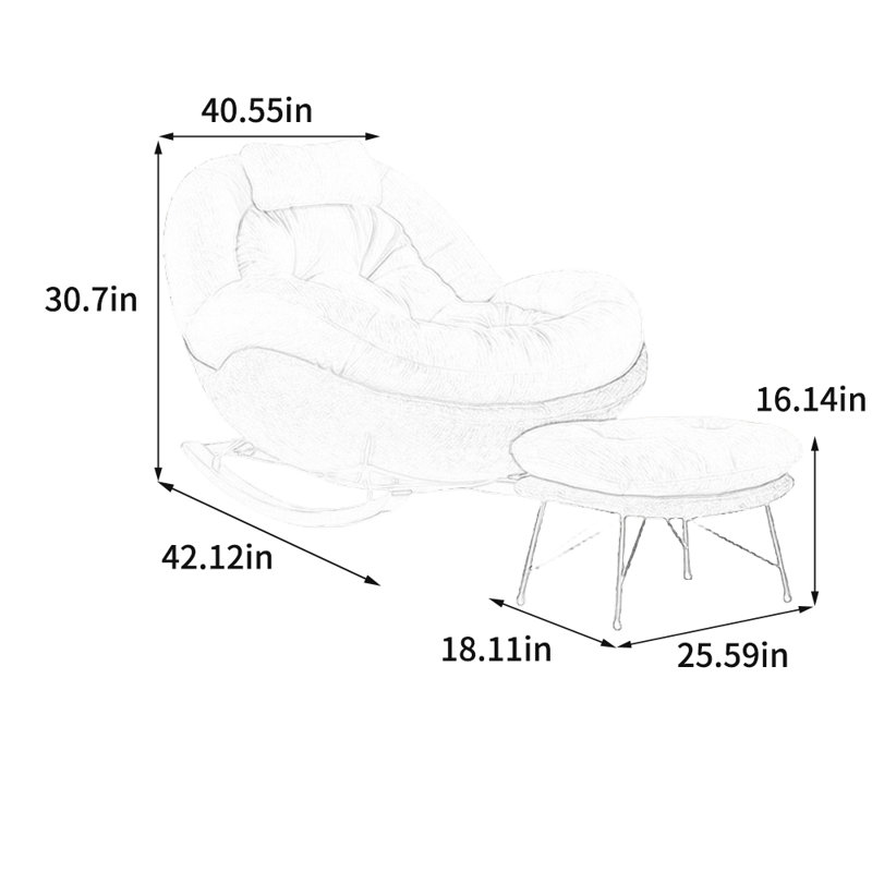 Chaise berçante ergonomique et minimaliste, Blanc/vert