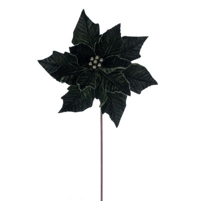 Vickerman 12" x 20" Velvet Razor Poinsettia Stem. It includes four pieces per bag.
