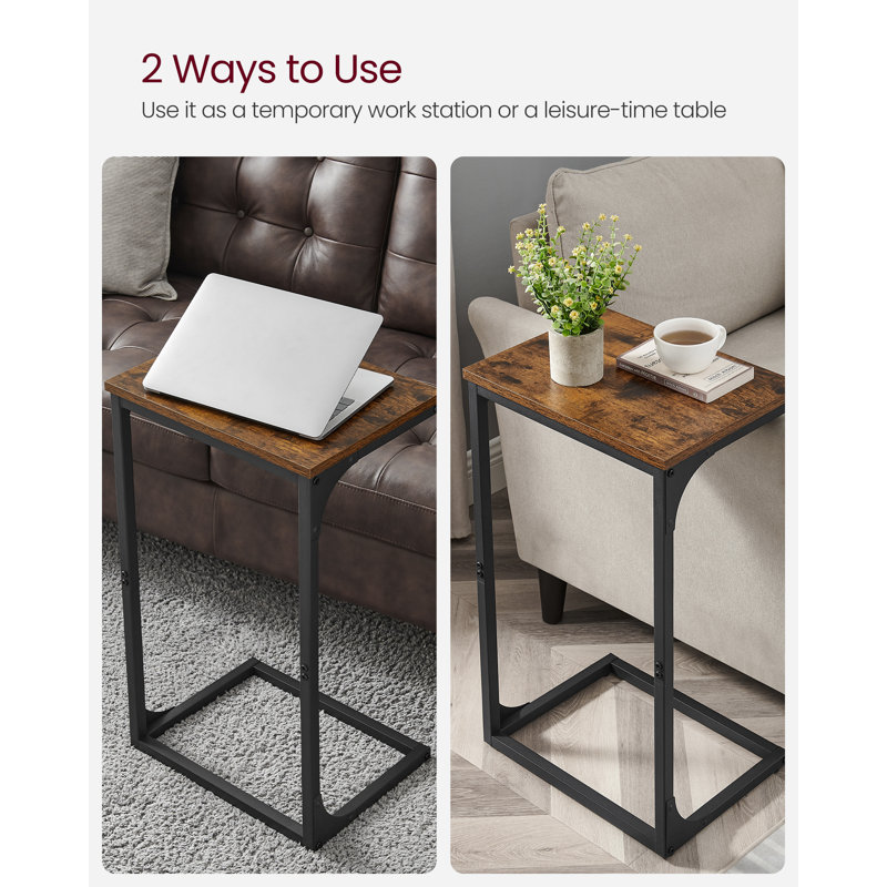 Aryell Pedestal End Table, Rustic Brown, Black