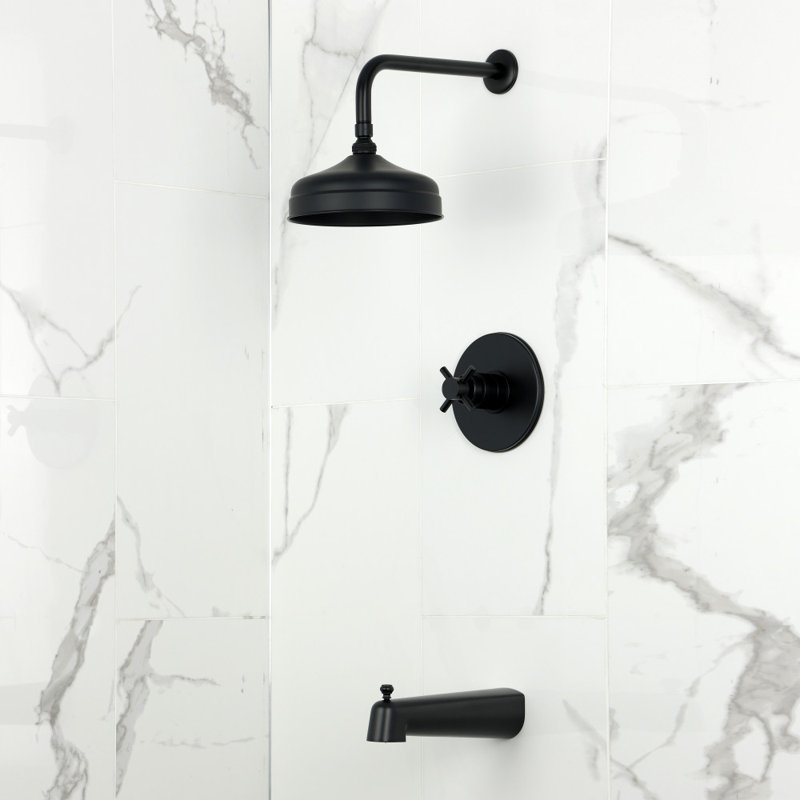 Kingston Brass Concord Single-Handle Pressure Balanced Tub and Shower Faucet, Matte Black