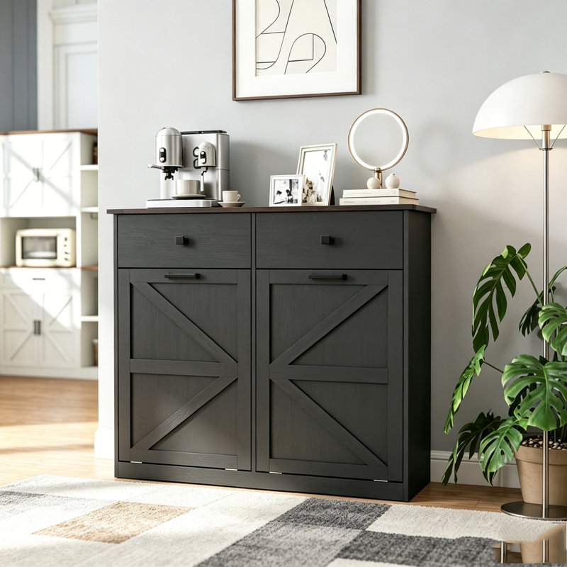 Armoire de tri de lessive, poubelle basculante, Black