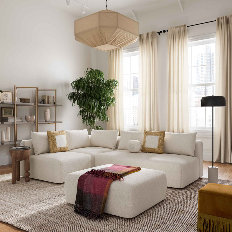 Canapé modulaire 4 pièces Tov Furniture Hangover, Crème Boucle