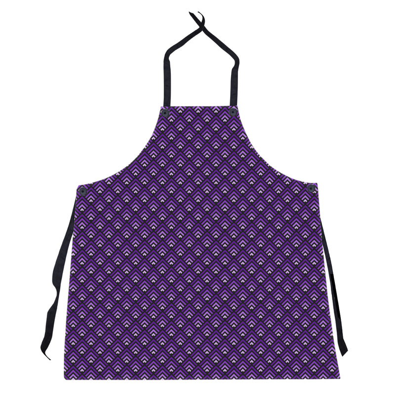 Tablier de motif géométrique classique, Noir / mauve / blanc
