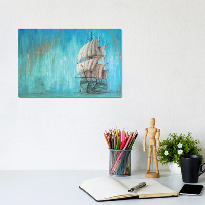Green Shadow - Sailing Ship by Koorosh Nejad - Wrapped Canvas Painting