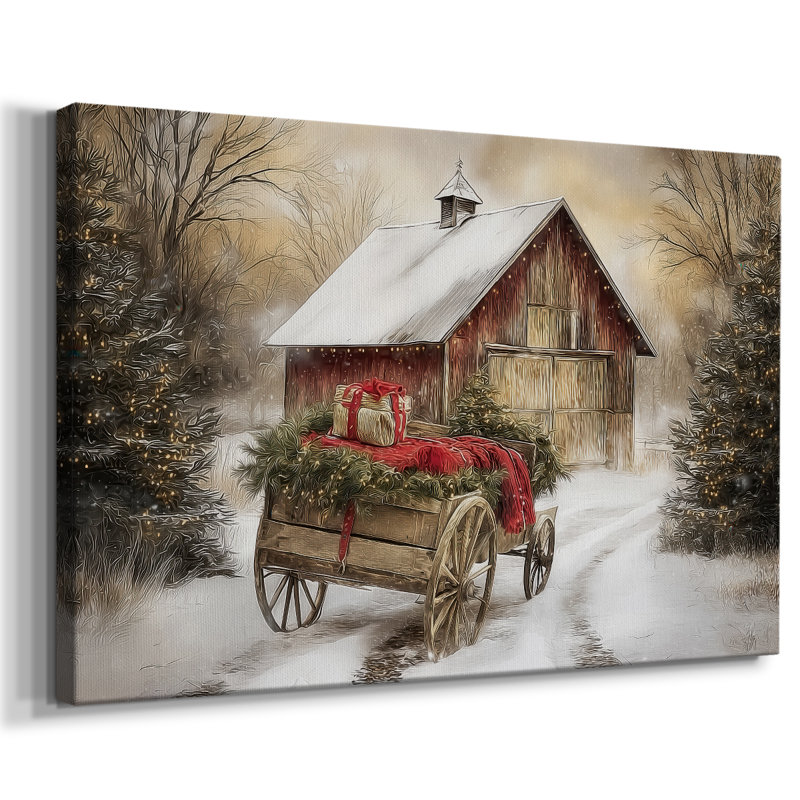 Warm Lantern Carols Lane-Premium Gallery Wrapped Canvas, 12" H x 18" W
