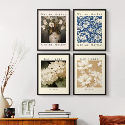 Vintage Floral Print XXIX  Framed Print - Set of 4