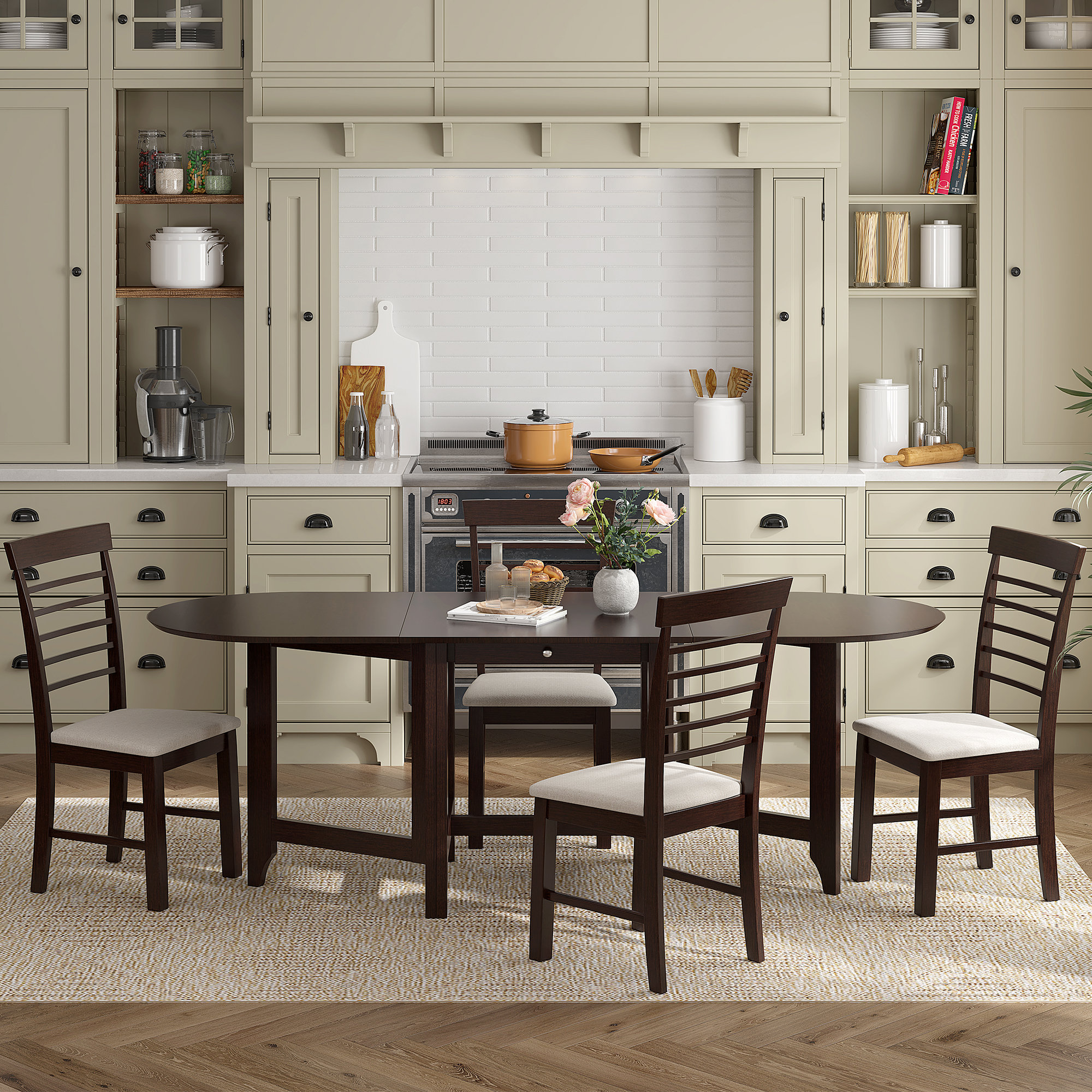Red Dining Set Red Barrel Studio 5 Pieces Drop-leaf Dining Table And Chairs Set ...