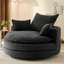 Fauteuil d'appoint pivotant 360 avec coussin double couche, 3 coussins amovibles, revêtement en velours côtelé doux, assise profonde de 38 pouces, dimension de 57,5 po, pour chaise ronde rotative de bureau et de salon, tissu, siège-1067186591