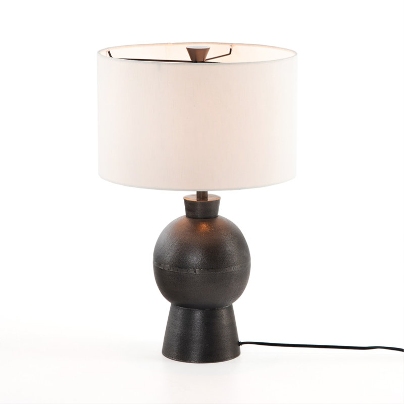 Lampe de table en aluminium texturé noir