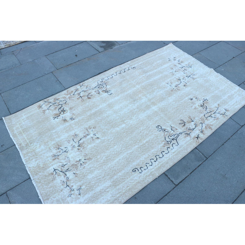 Tapis rétro en laine à motif tribal rétro d'inspiration turque Anatolian
